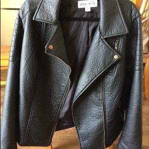 Plus size faux leather motto jacket